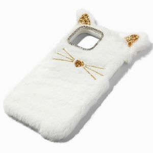 Iphone 6/7/8/SE case furry cat white